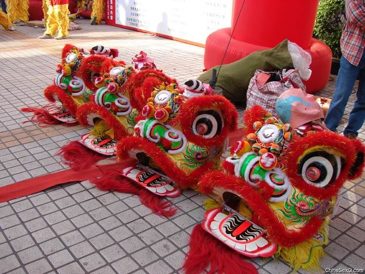 歇息中间的狮子头