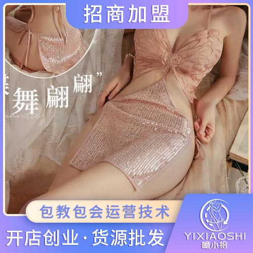 刺绣蝴蝶罩杯亮片睡裙 刺绣蝴蝶罩杯亮片睡裙