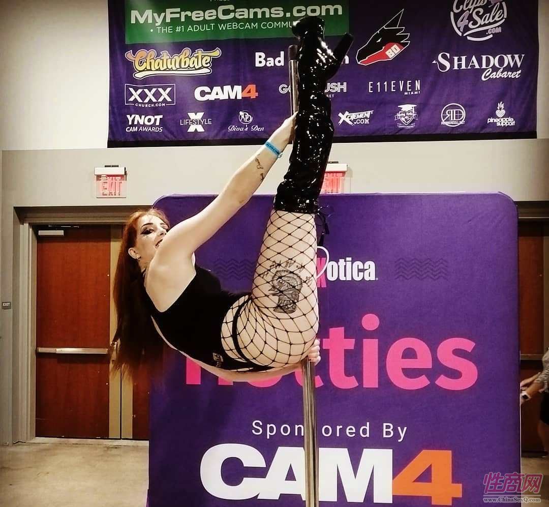 CAM4展区的钢管舞表演