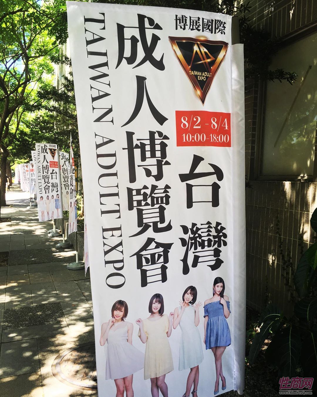 台湾成人博览会展馆附件沿街的户外广告